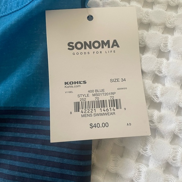 Sonoma Swim Trunks Cargo Board Shorts Swimwear Flexwear Summer Beach Men’s 34 - Picture 6 of 6